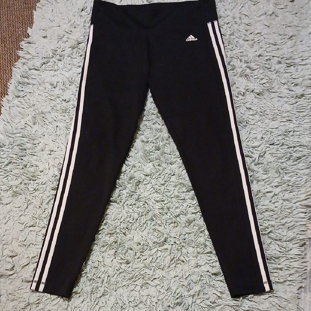adidas Black Leggings with White Triple Side Stripes